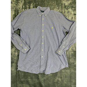 Ralph Lauren Classic Fit Mens Long Sleeve Checkered Dress Shirt XL Tall Blue